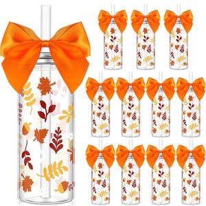 Autumn Leaves Party Tumblers with Orange Bows